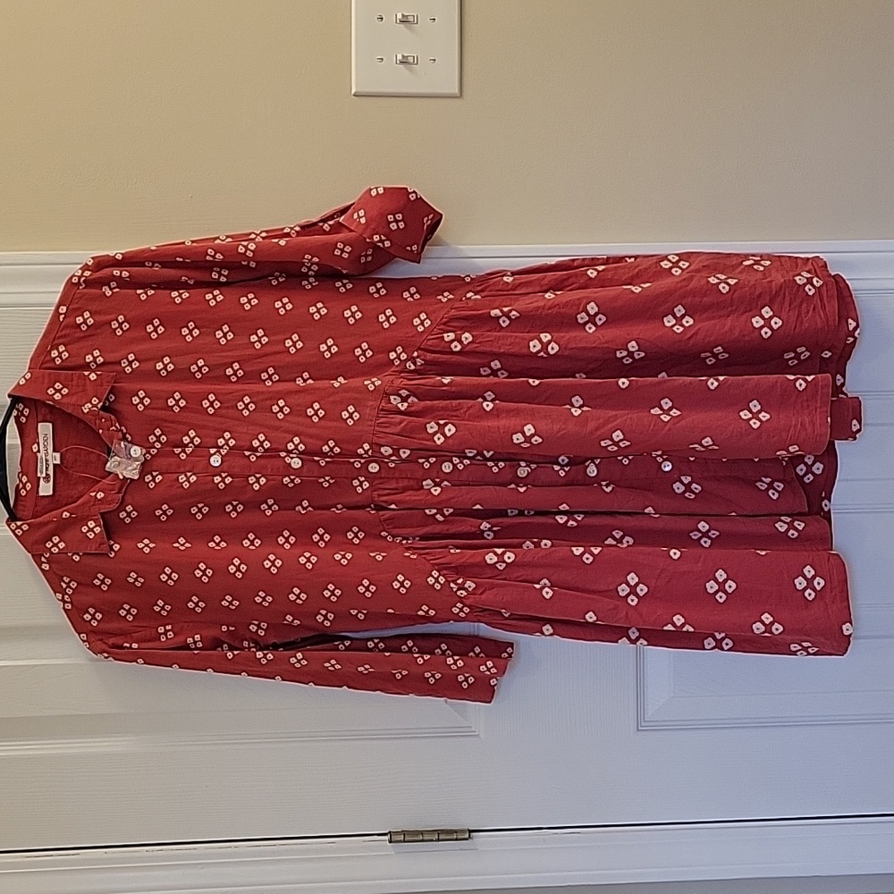 Anthropolgie Red & White Mini Shirt Dress